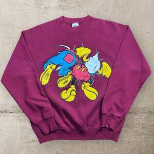 Vtg Disney Mickey Mouse & Friends Breakthrough Crewneck Large Back Hit Red 90s